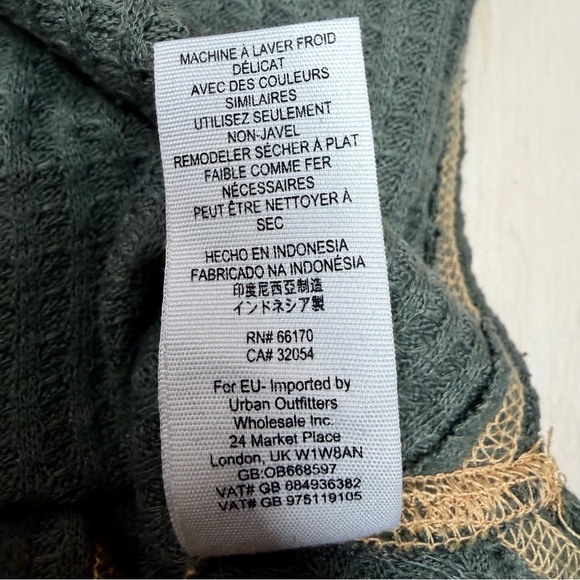 Free People Starlight Thermal Tunic Small Olive Waffle Knit Camo Cuff Oversized - Picture 10 of 13